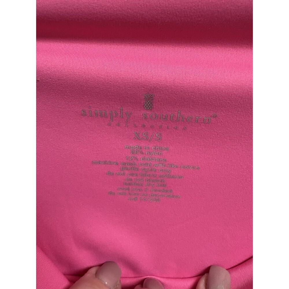 Simply Southern Womens Pink Flare Leggings Crossover Waist XS S Stretch - Picture 3 of 4